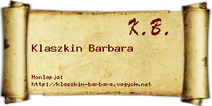 Klaszkin Barbara névjegykártya